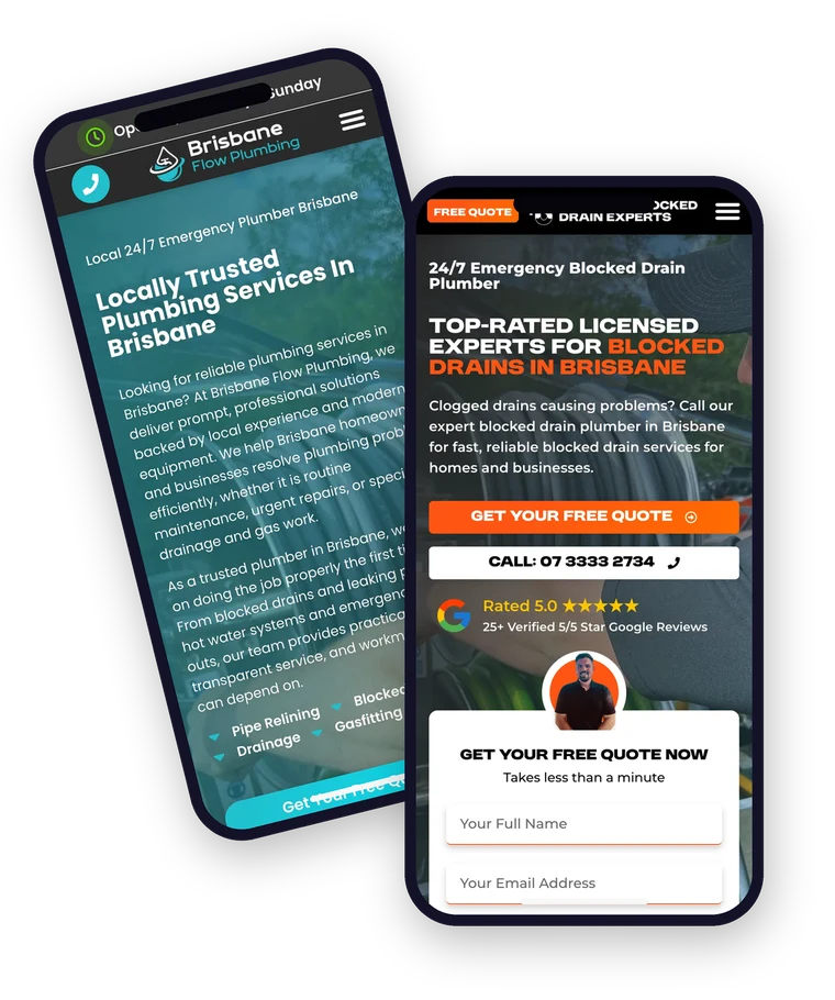 Mobile-first websites built for Brisbane tradies - Brisbane Flow Plumbing and Brisbane Blocked Drain Experts