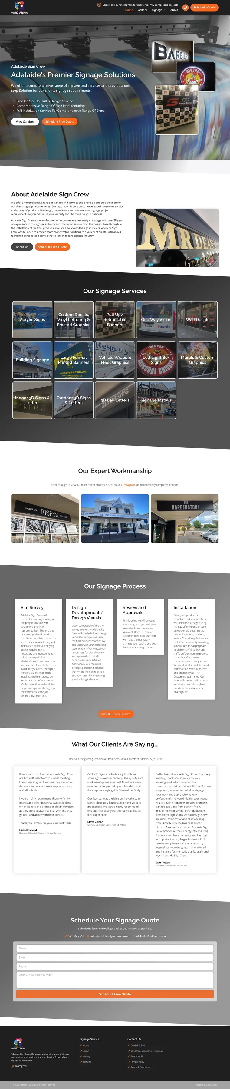 Sign writer website design for Adelaide Sign Crew