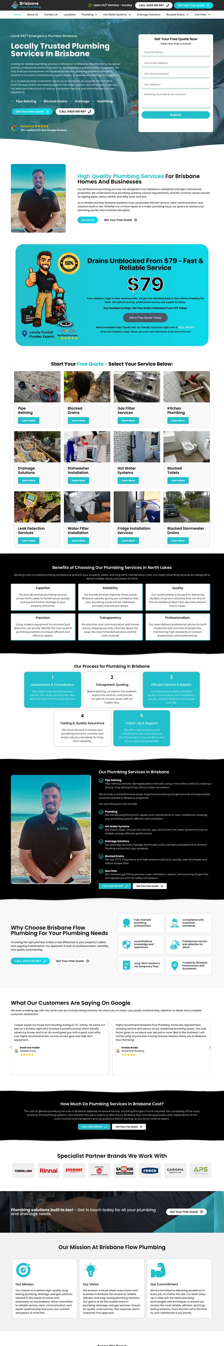 Plumber website design for Brisbane Flow Plumbing