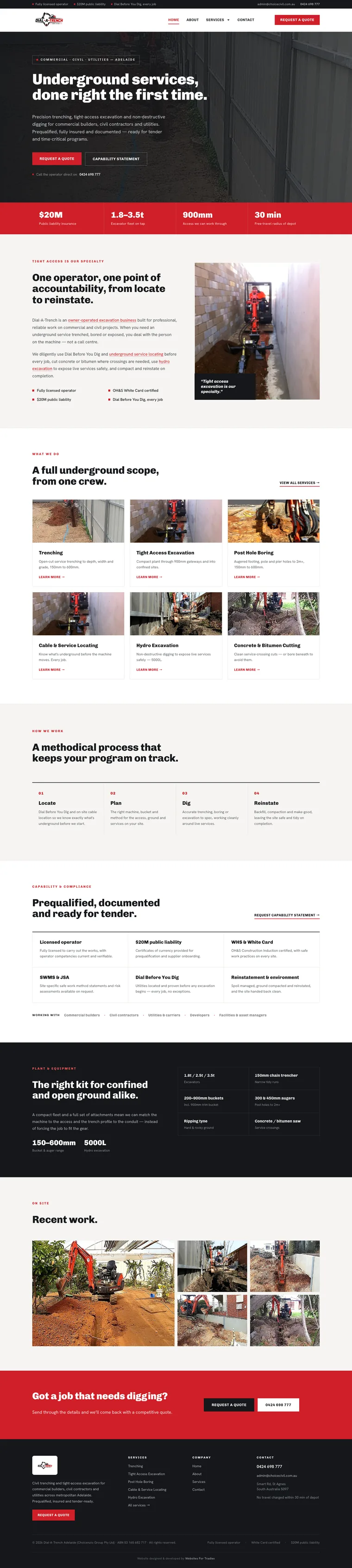 Dial-A-Trench Adelaide website built by Websites For Tradies