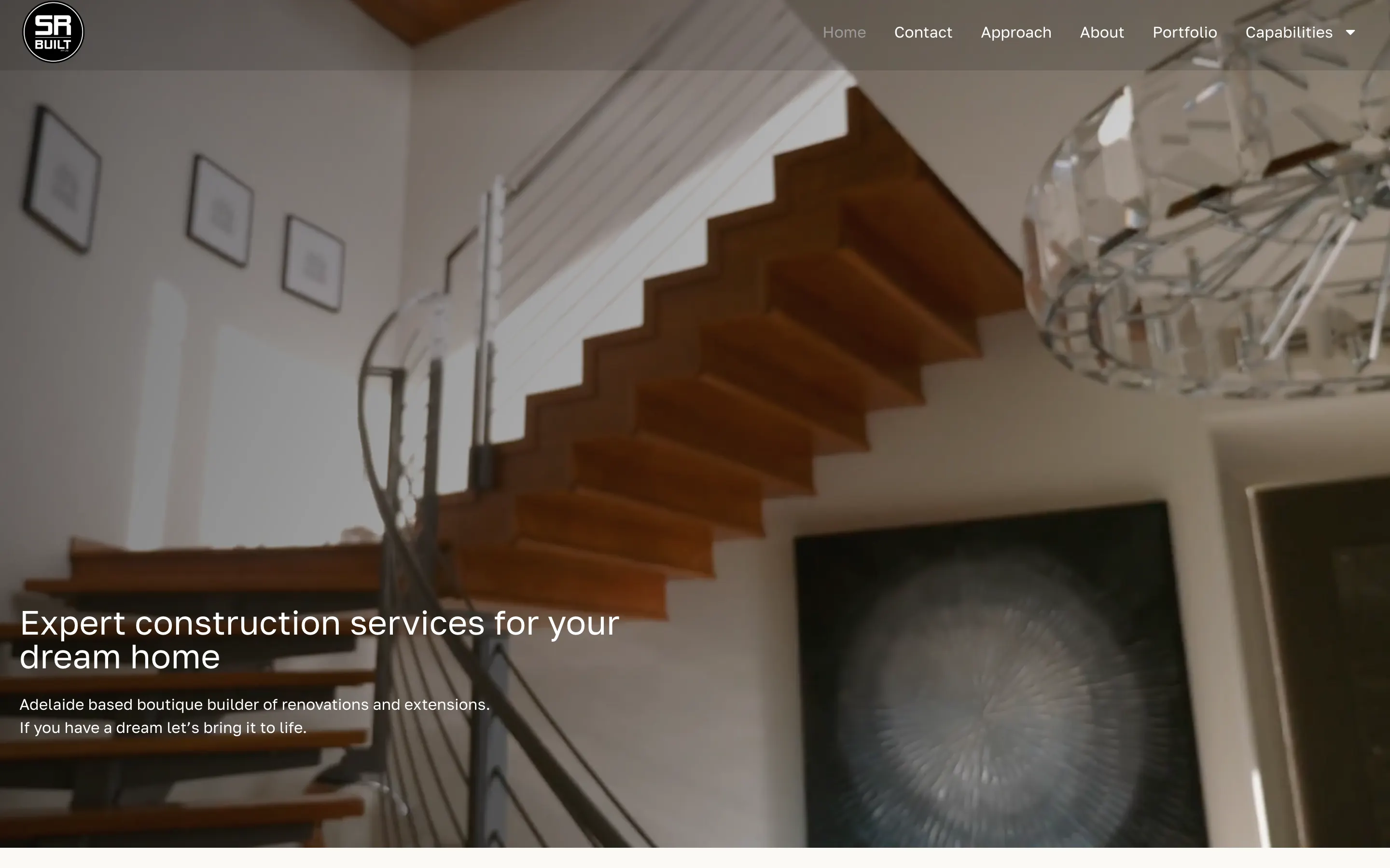 SR Built website - Home page on desktop
