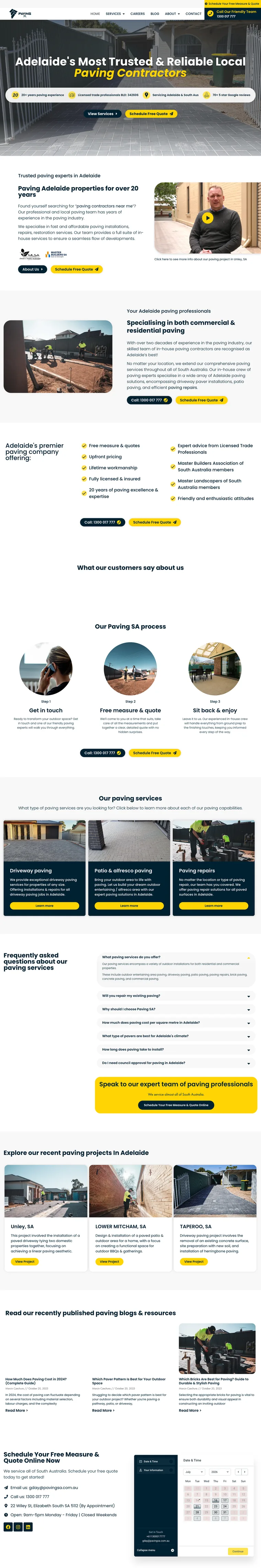 Paving contractor website design for Paving SA, Adelaide