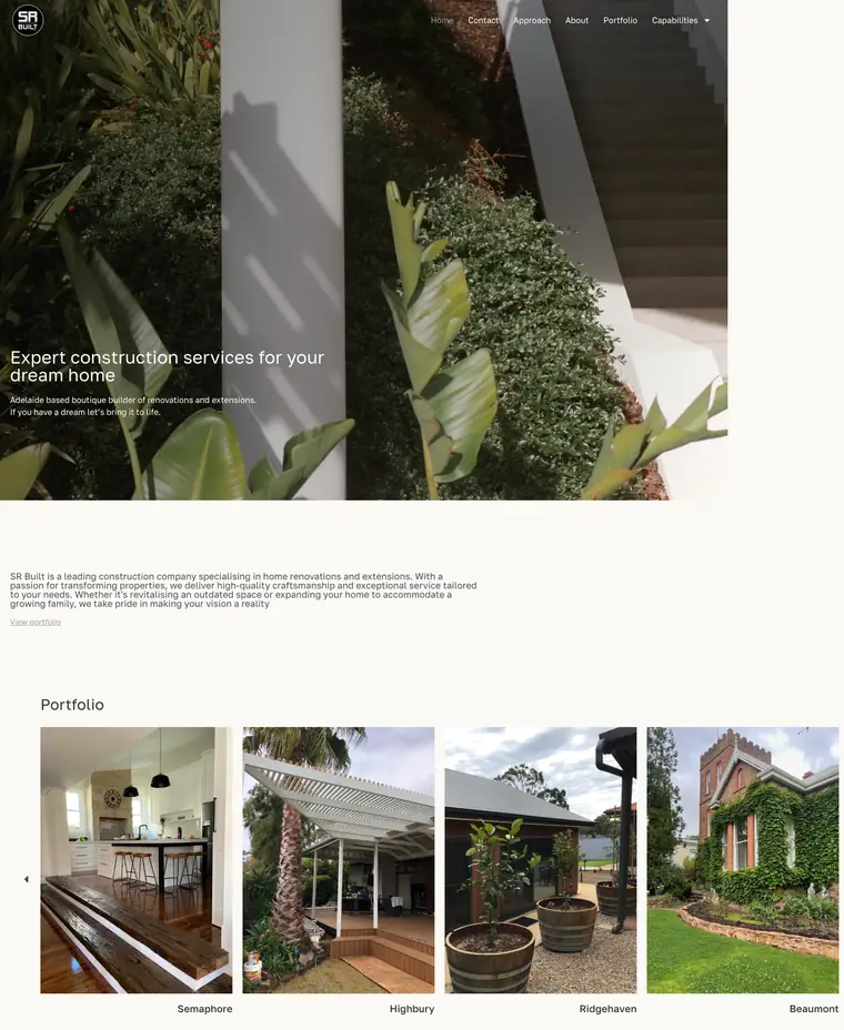 Boutique builder website design for SR Built, Adelaide