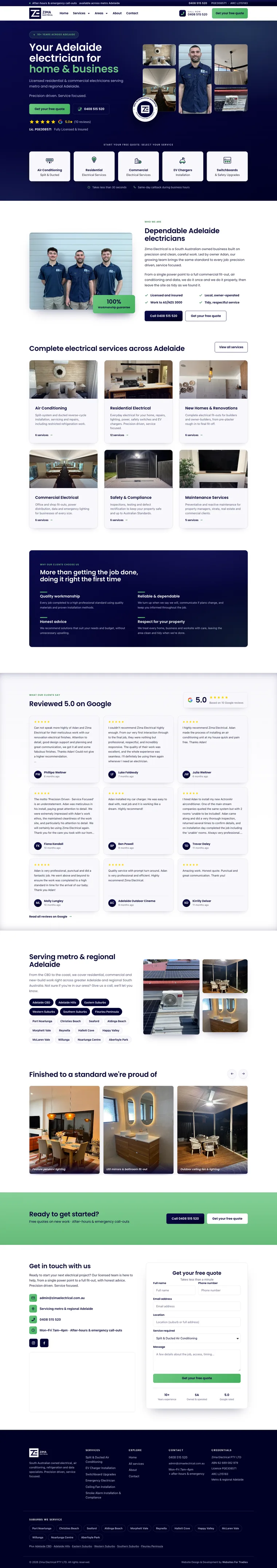 Zima Electrical website built by Websites For Tradies
