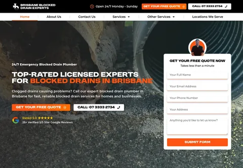 Brisbane Blocked Drain Experts website