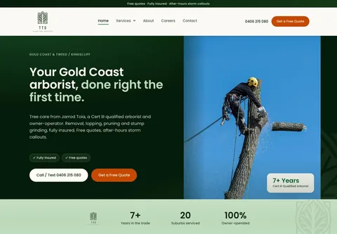 Toias Tree Services website