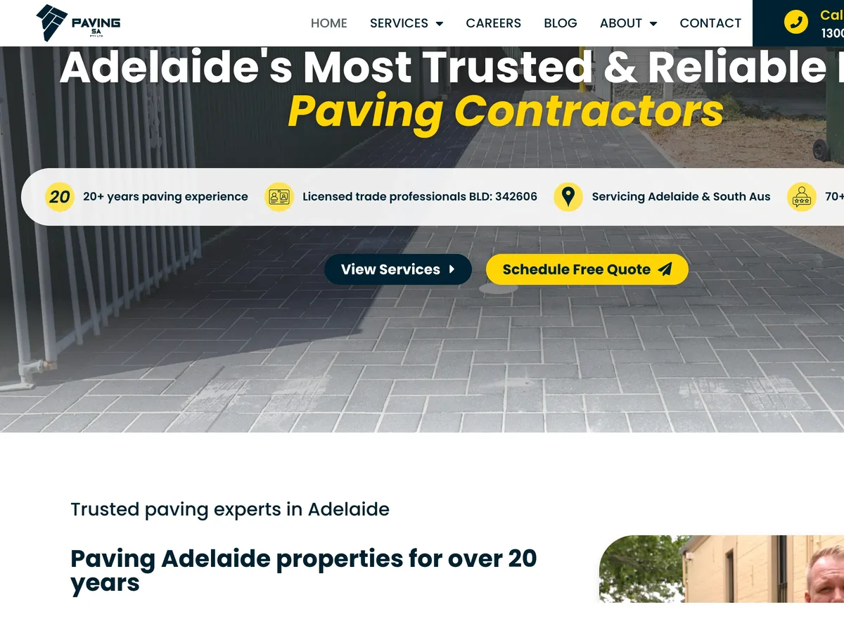Paving SA - a bricklayer website we built