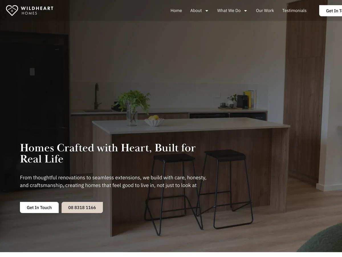 Wildheart Homes - a builder website we built