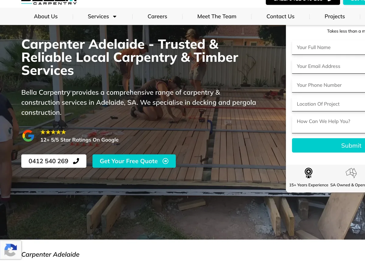 Bella Carpentry - a carpenter website we built