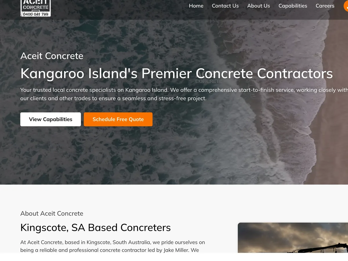 Aceit Concrete - a concreter website we built