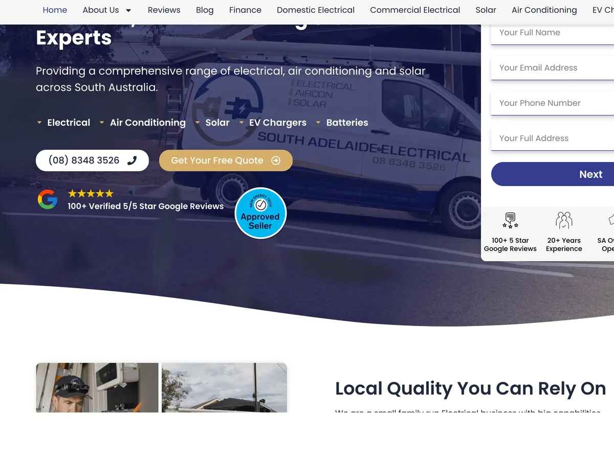 South Adelaide Electrical - a heating and cooling website we built