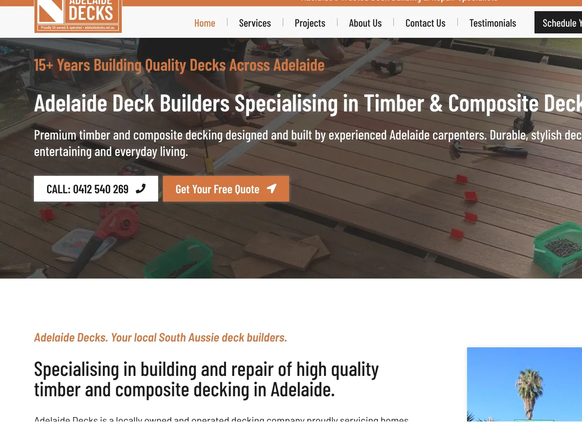 Adelaide Decks - a landscaper website we built