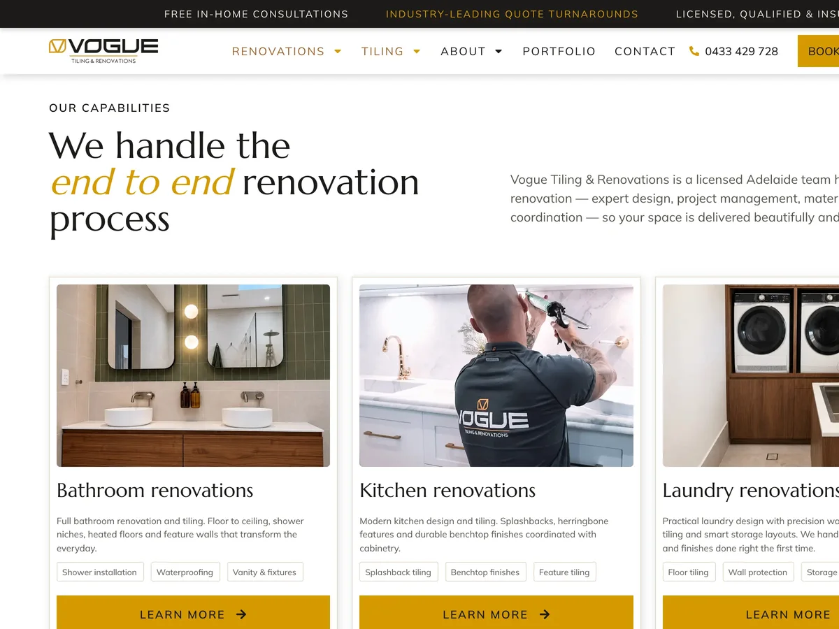 Vogue Tiling & Renovations - a painter website we built
