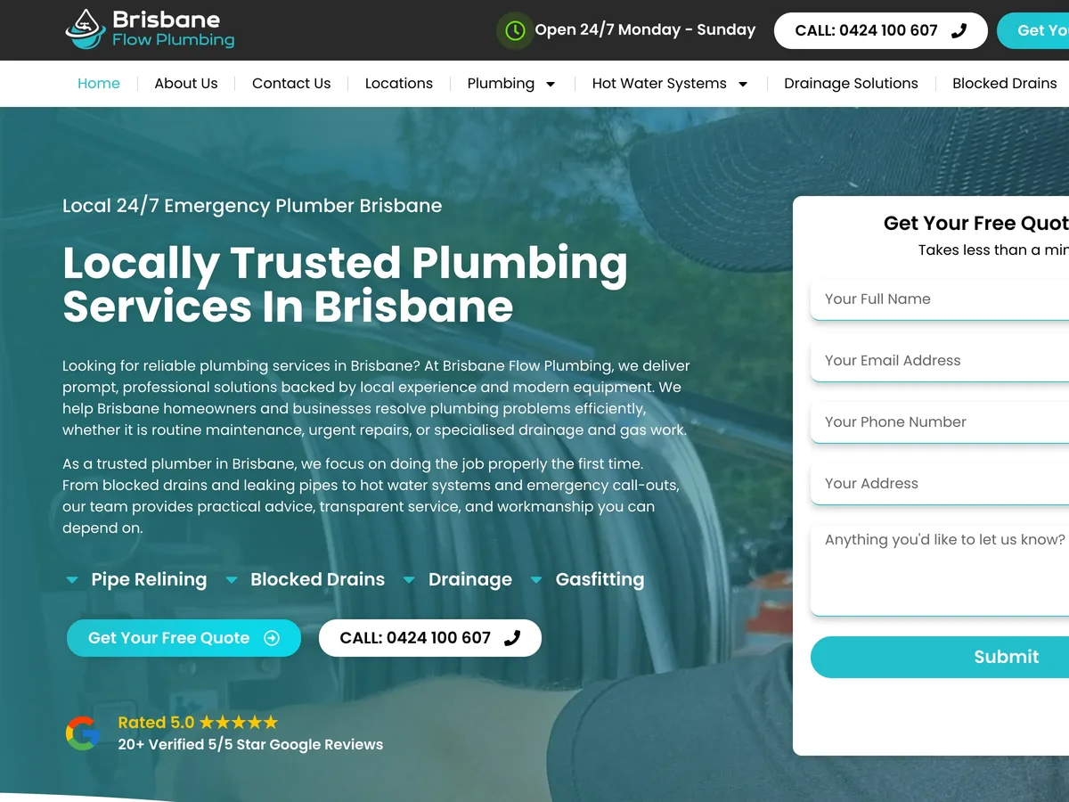 Brisbane Flow Plumbing - a plumber website we built